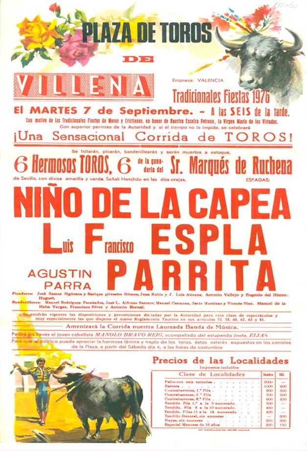 Villena 1976:Capea, Esplá y Parrita