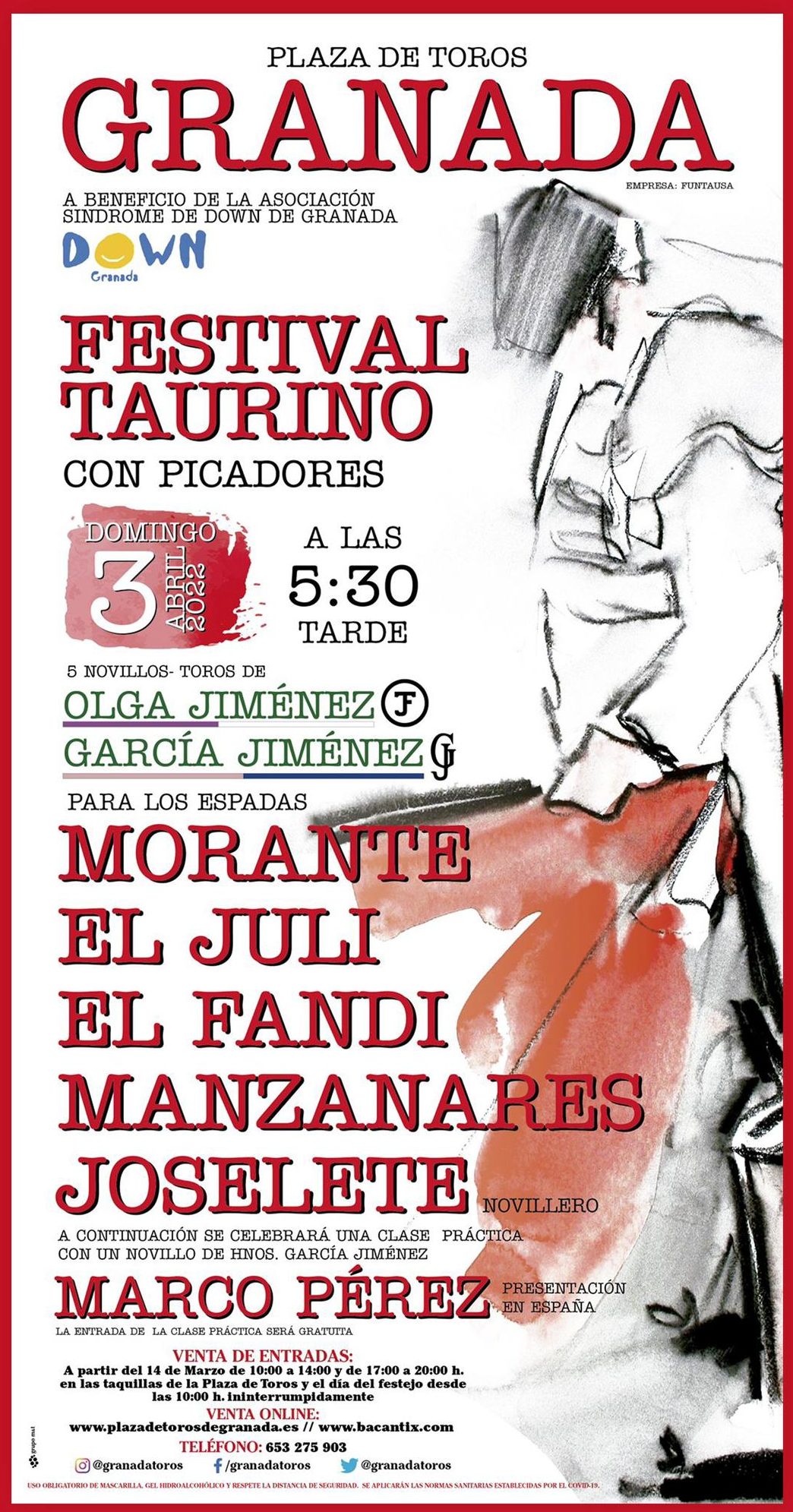 GRANADA:FESTIVAL TAURINO CON PICADORES a beneficio de @downgranada