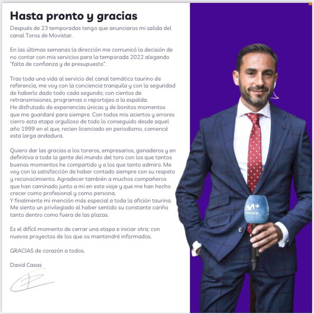 Quo vadis @toros ?:Canal Toros, sin retransmisiones y además prescinde de David Casas