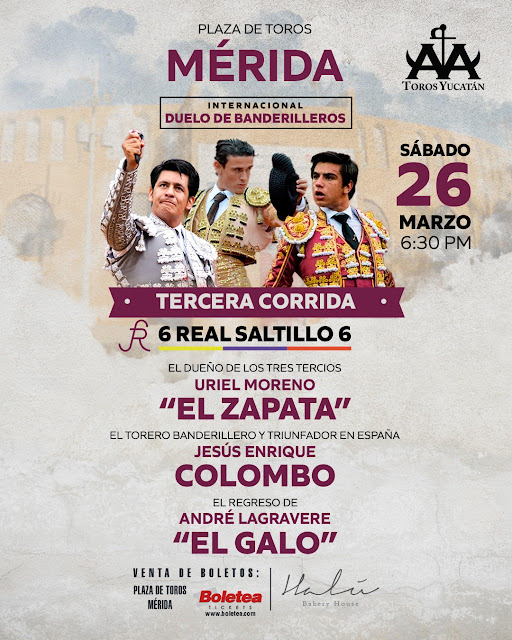 COLOMBO SE PRESENTARÁ EN MEXICO COMO MATADOR DE TOROS EN LA MONUMENTAL DE MÉRIDA, CON TOROS DE REAL DE SALTILLO