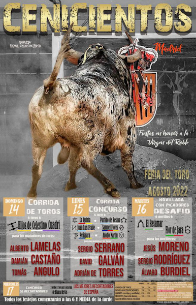La Feria del Toro de Cenicientos 2022 con carteles