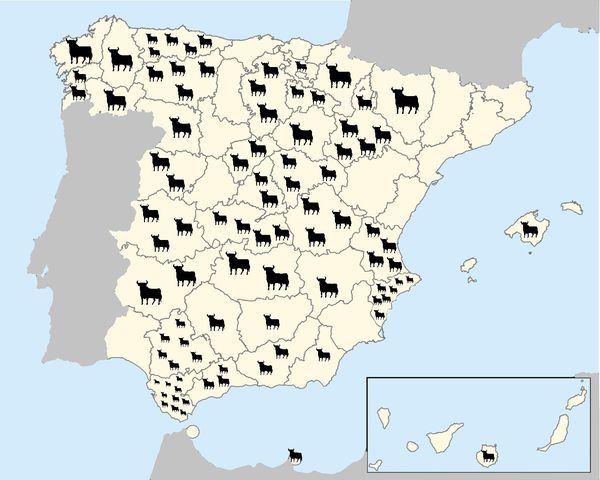Cuántos toros de Osborne hay en España y en qué provincia están