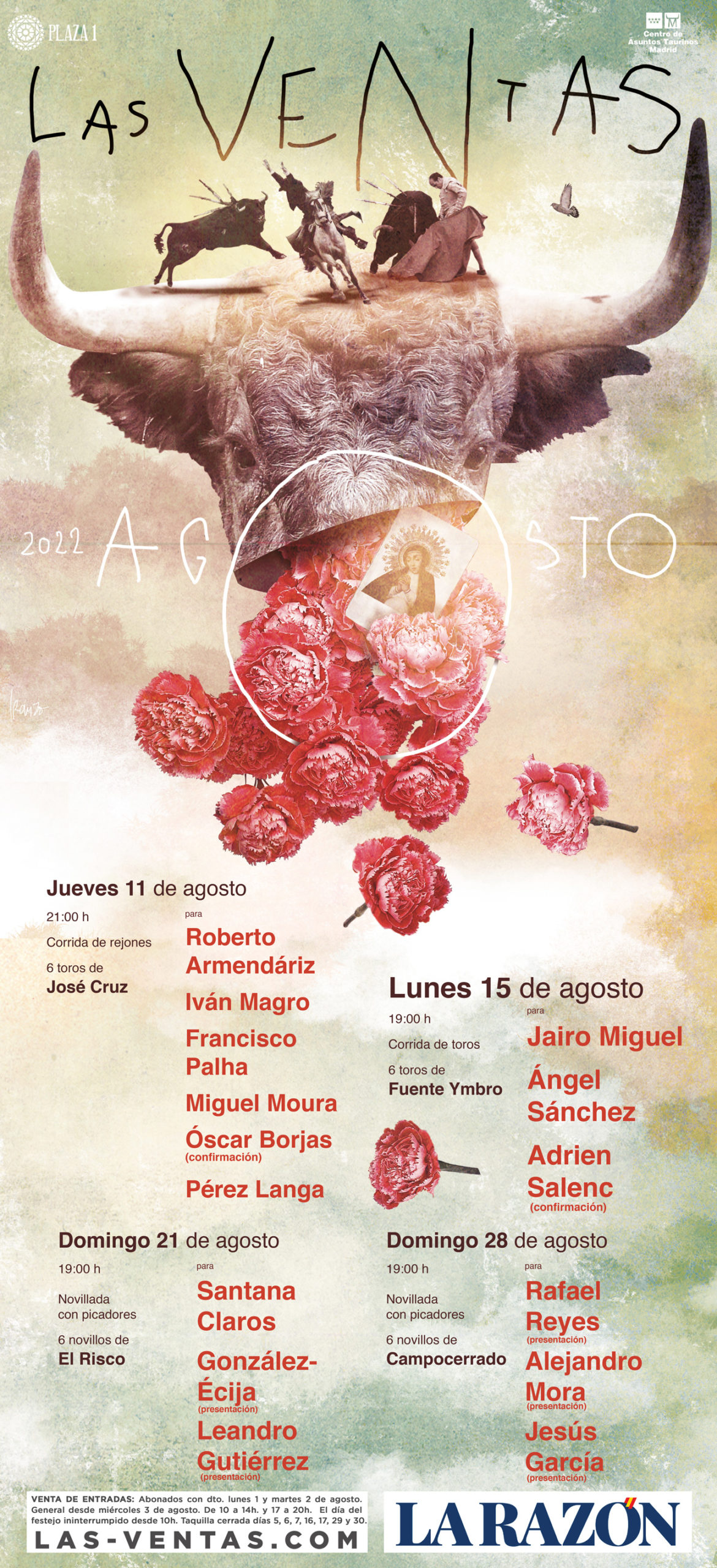 Plaza 1 presenta los carteles del mes de agosto en Las Ventas