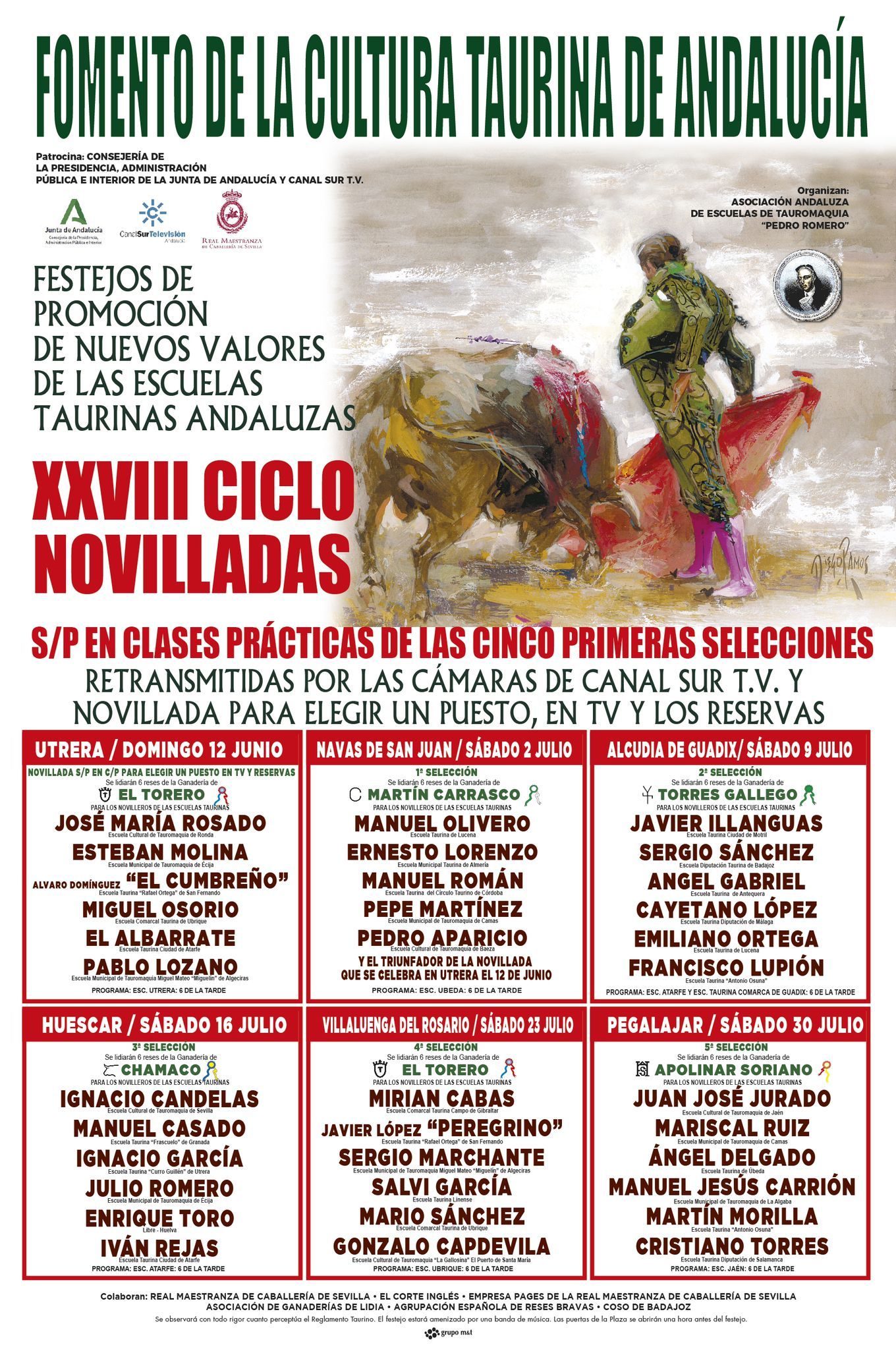 Definidos los Novilleros clasificados para las Semifinales del Ciclo de Novilladas de Escuelas Taurinas de Andalucía
