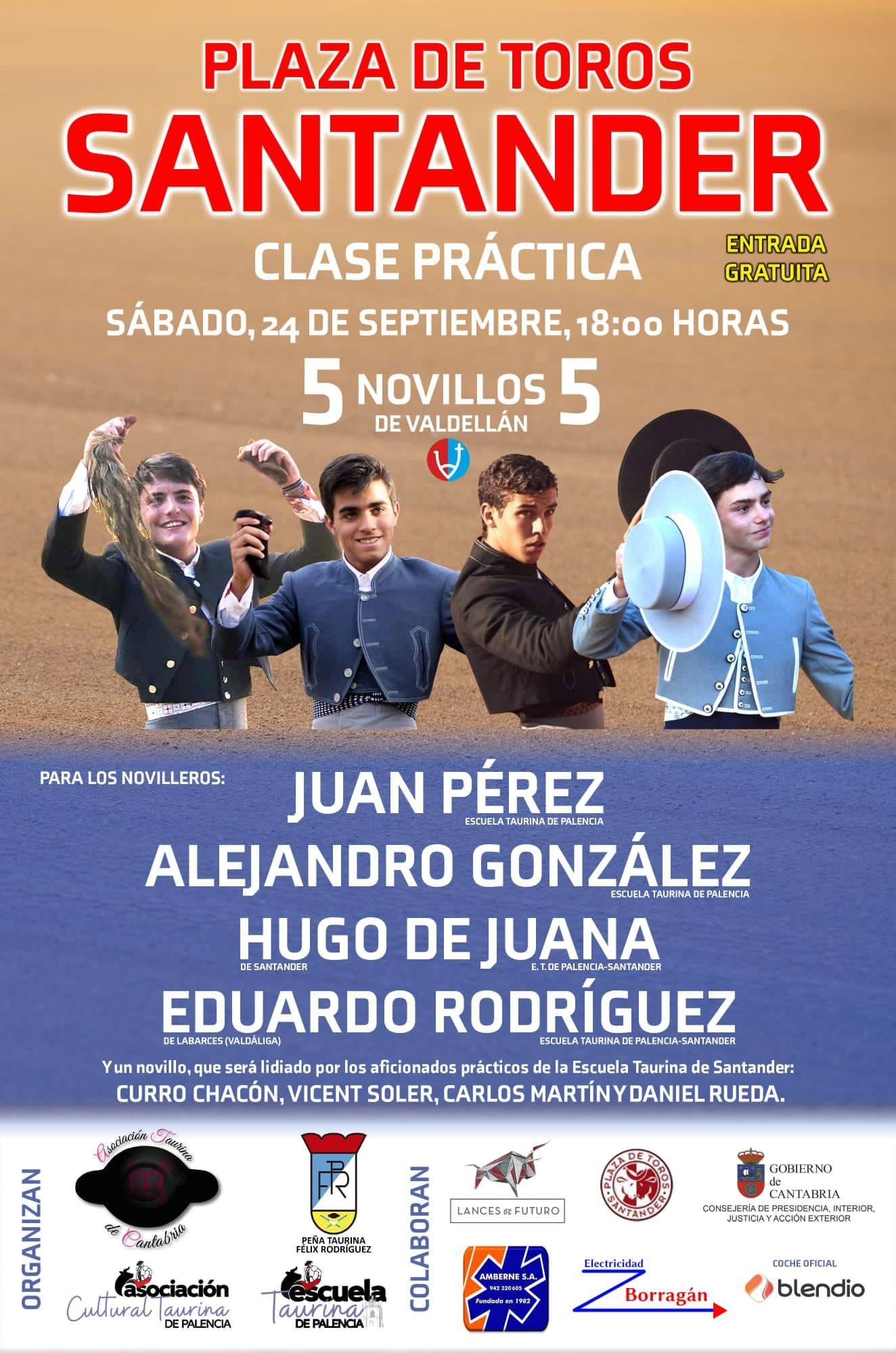 CLASE PRÁCTICA EN SANTANDER con los novilleros cántabros Hugo de Juana y Eduardo Rodríguez