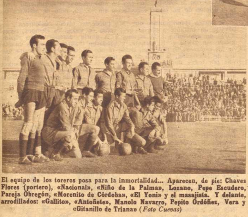 1952:el equipazo de toreros que venció a veteranos del balompié por 4-2 en Chamartín