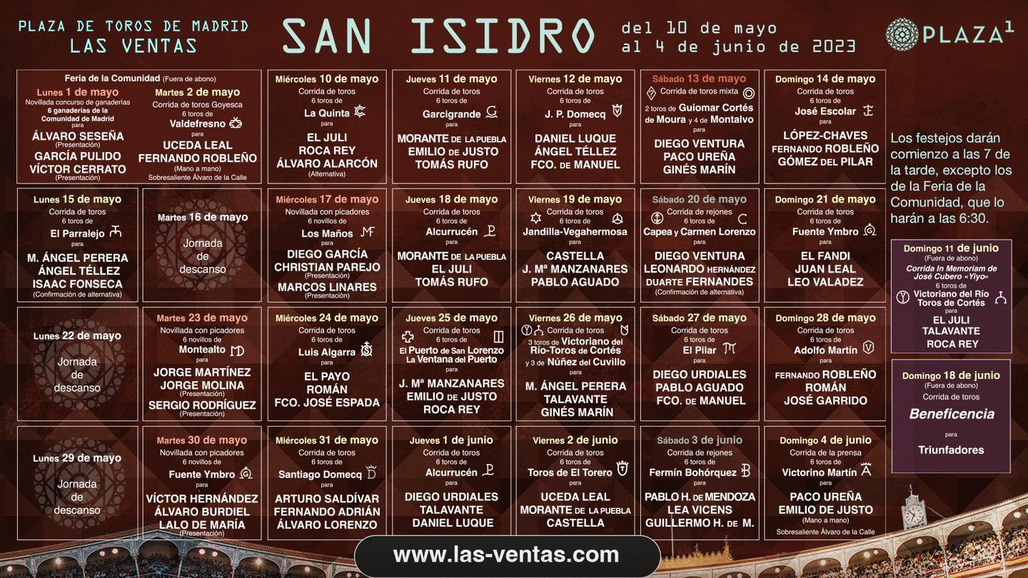 ¡OFICIALES! Al completo, Ya los carteles de #SanIsidro2023.