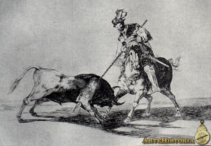 La tauromaquia de Goya:El Cid Campeador lanceando otro toro