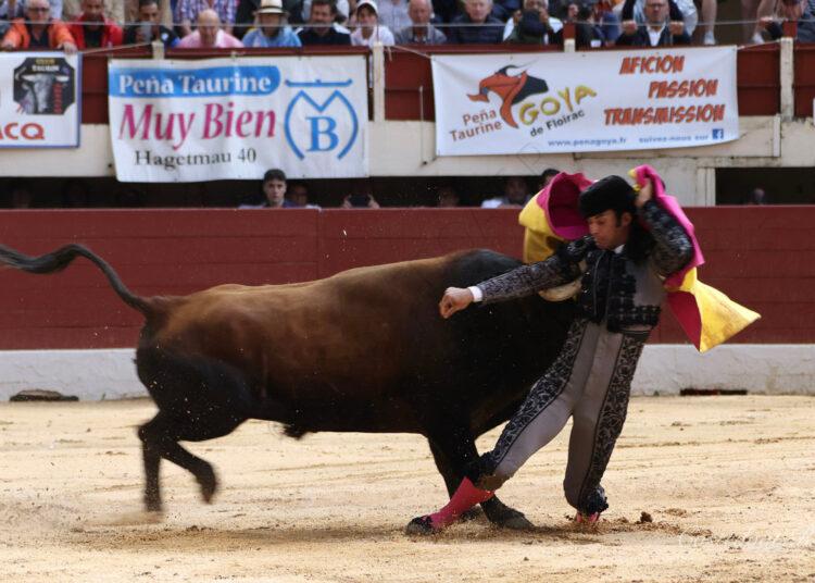 Vic-Fezensac:Morenito de Aranda, cornada de 20 cm en la axila.