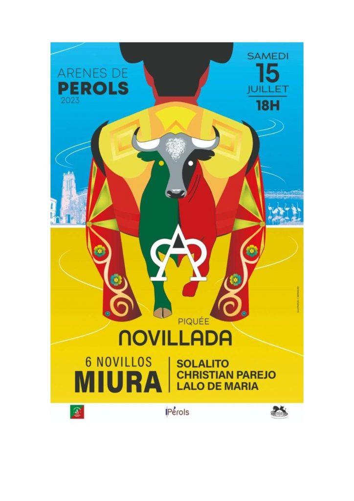 15 de agosto,Arenes de Perols 2023:novillada de Miura