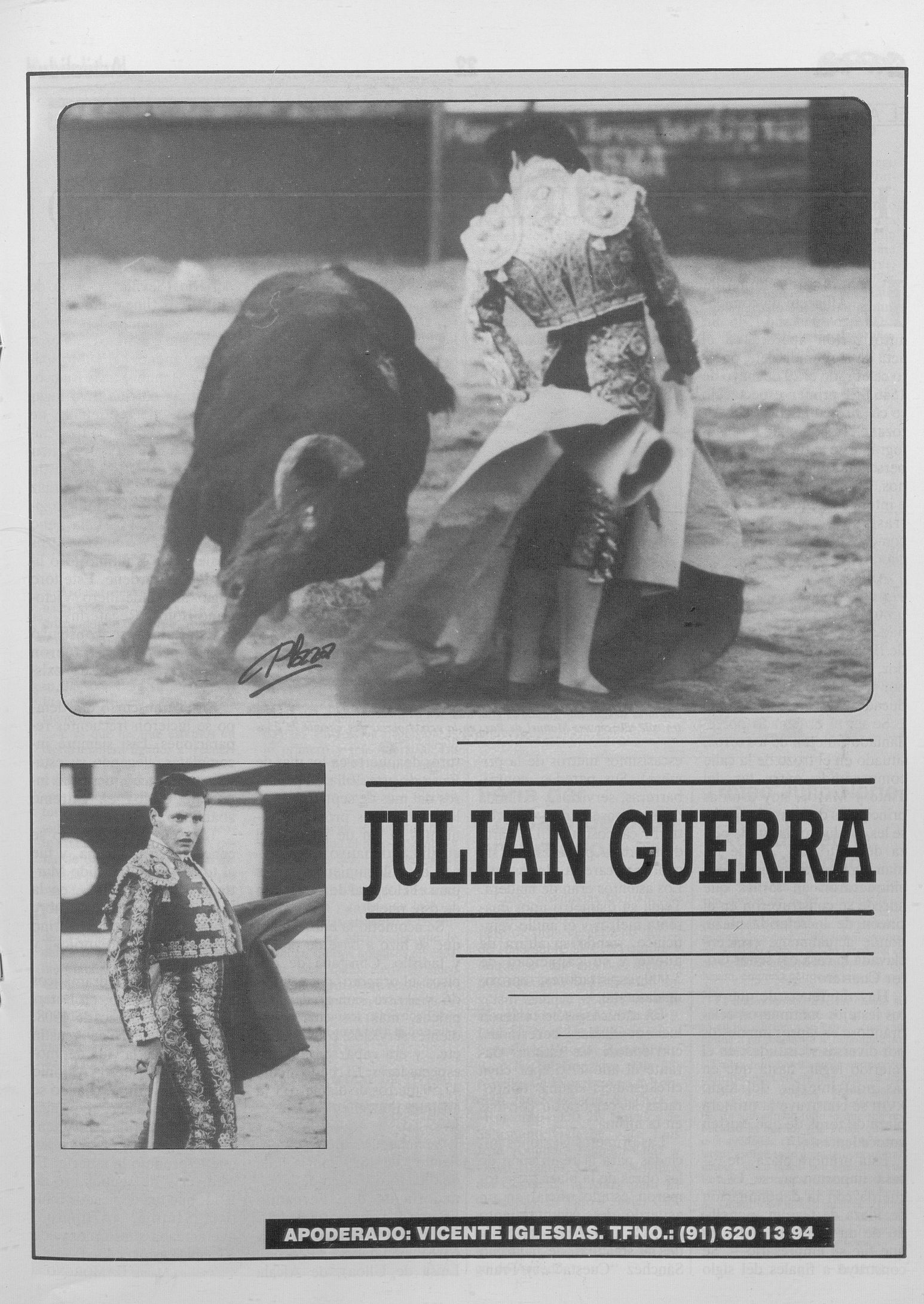 Julián Guerra,el apoderado que ha lanzado a Borja Jiménez, en su época de matador de toros