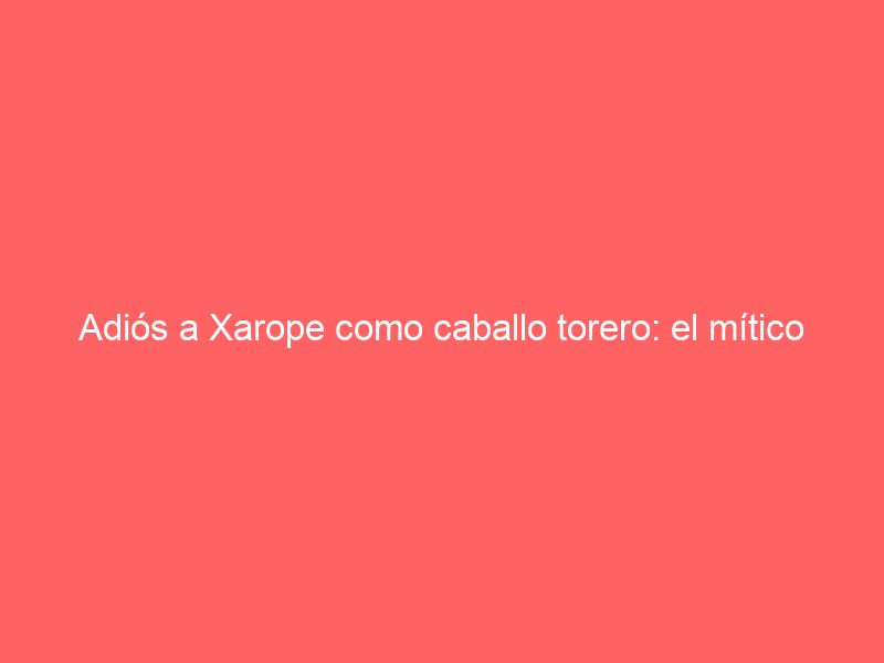 Adiós a Xarope como caballo torero: el mítico nombre se ‘despide’ de los ruedos para hacerse semental