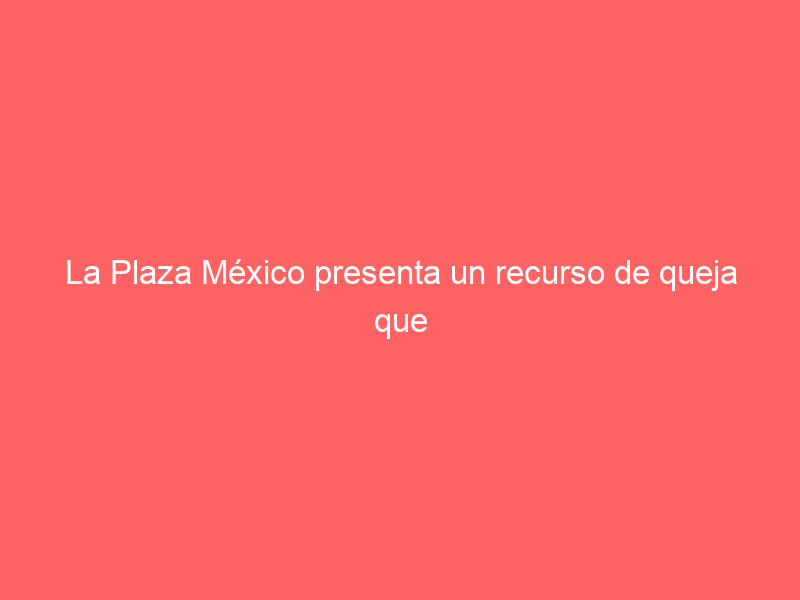 La Plaza México presenta un recurso de queja que deberá ser resuelto en 48 horas