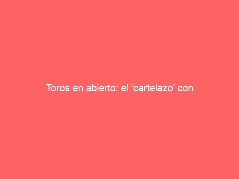 Toros en abierto: el ‘cartelazo’ con Manzanares que se ha cerrado para el 16 de mayo