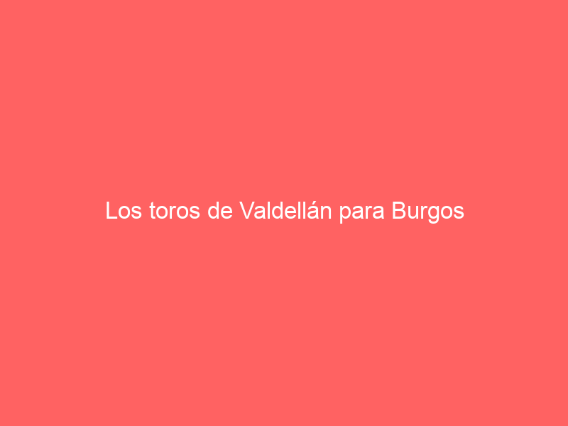Los toros de Valdellán para Burgos