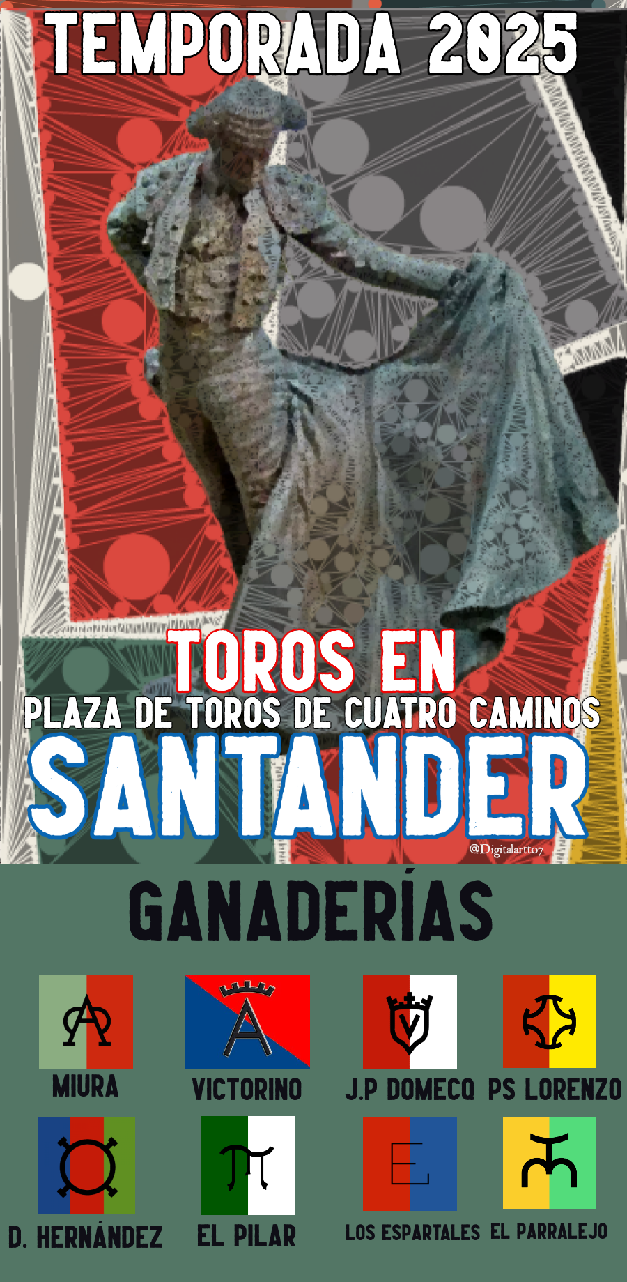 Cartel de ganaderías de la Feria de Santiago de Santander