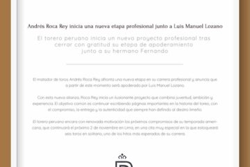Andrés Roca Rey estrena apoderado, su reto… hallar encierros bravos y encastados que sean garantía