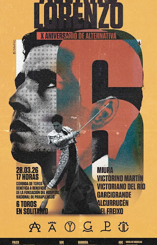 CARTEL 6 TOROS EN SOLITARIO PARA ÁLVARO LORENZO -TOLEDO