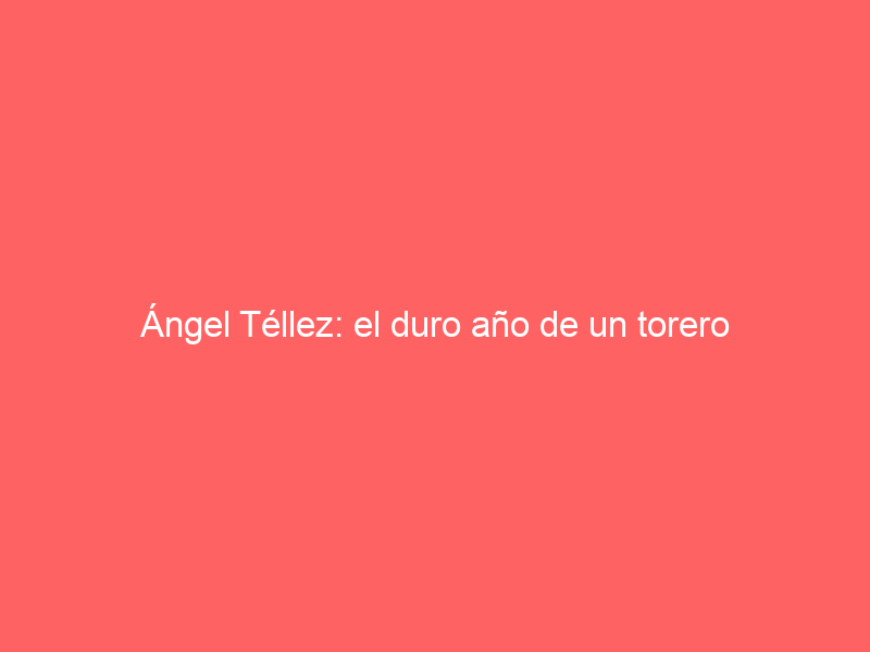 Ángel Téllez: el duro año de un torero recuperable